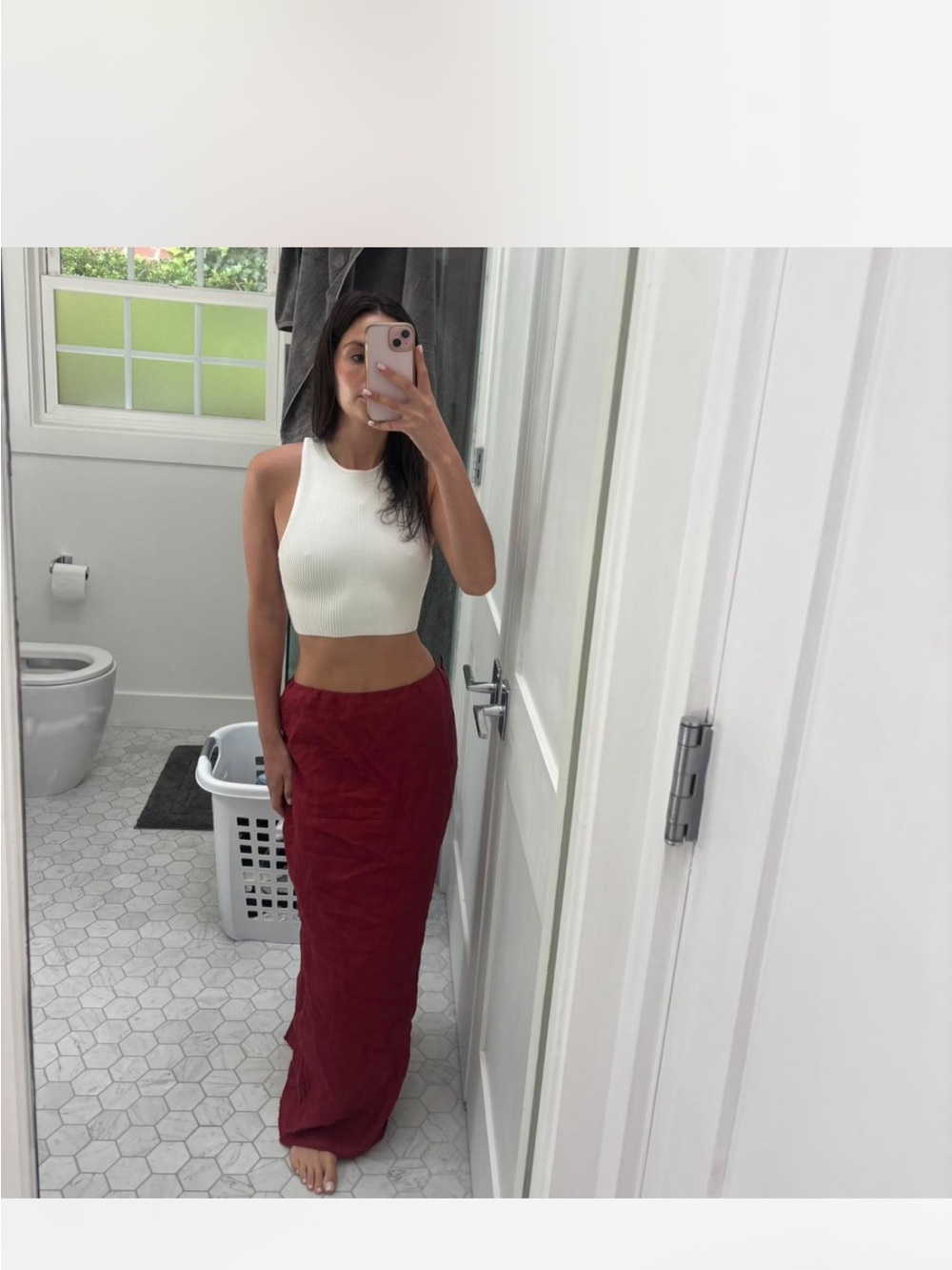 Posse linen Deep Red Maxi Skirt